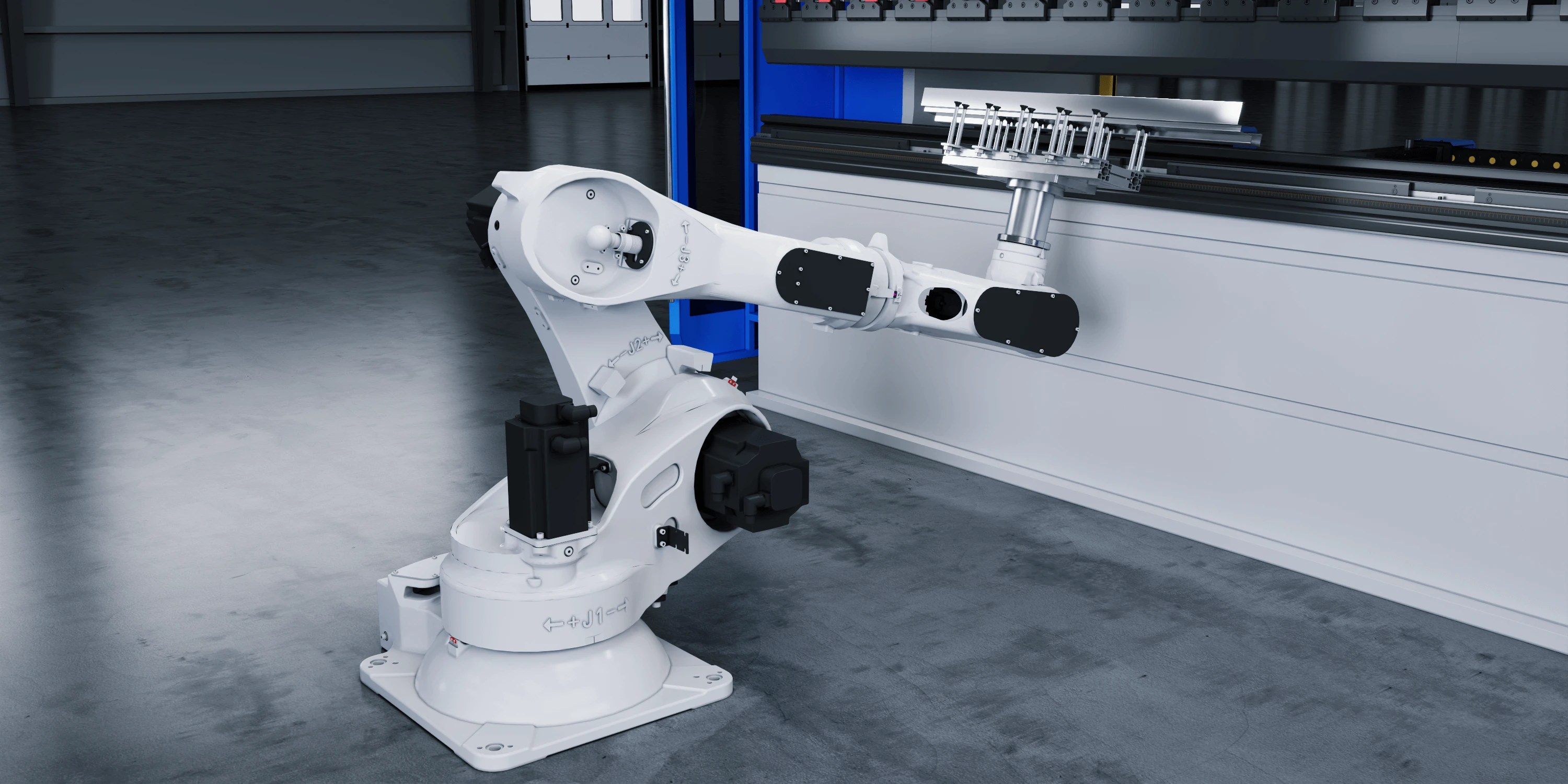 Robotic arm integrated with press brake